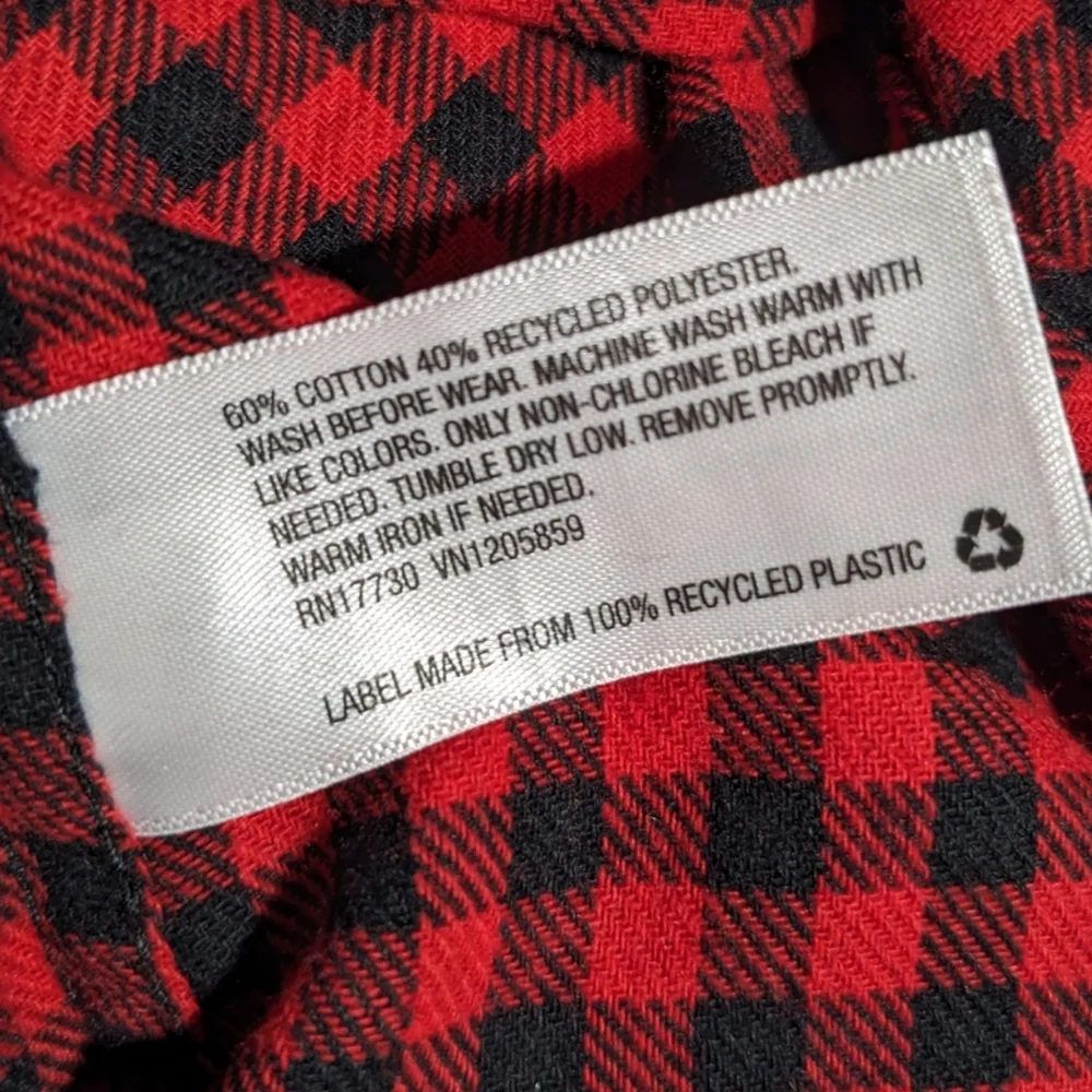 GOODFELLOW Red Black Buffalo Check Plaid Button Up Shirt Men's Large Holiday NEW - Picture 7 of 7